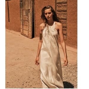 Zara limited edition linen fringe dress